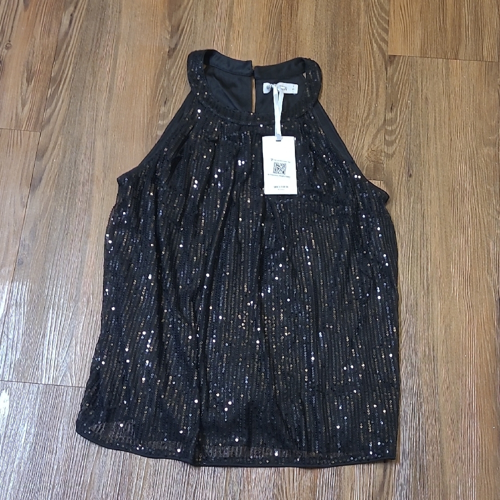 Grace Karin Black Sequin Halter Blouse for women zise S new